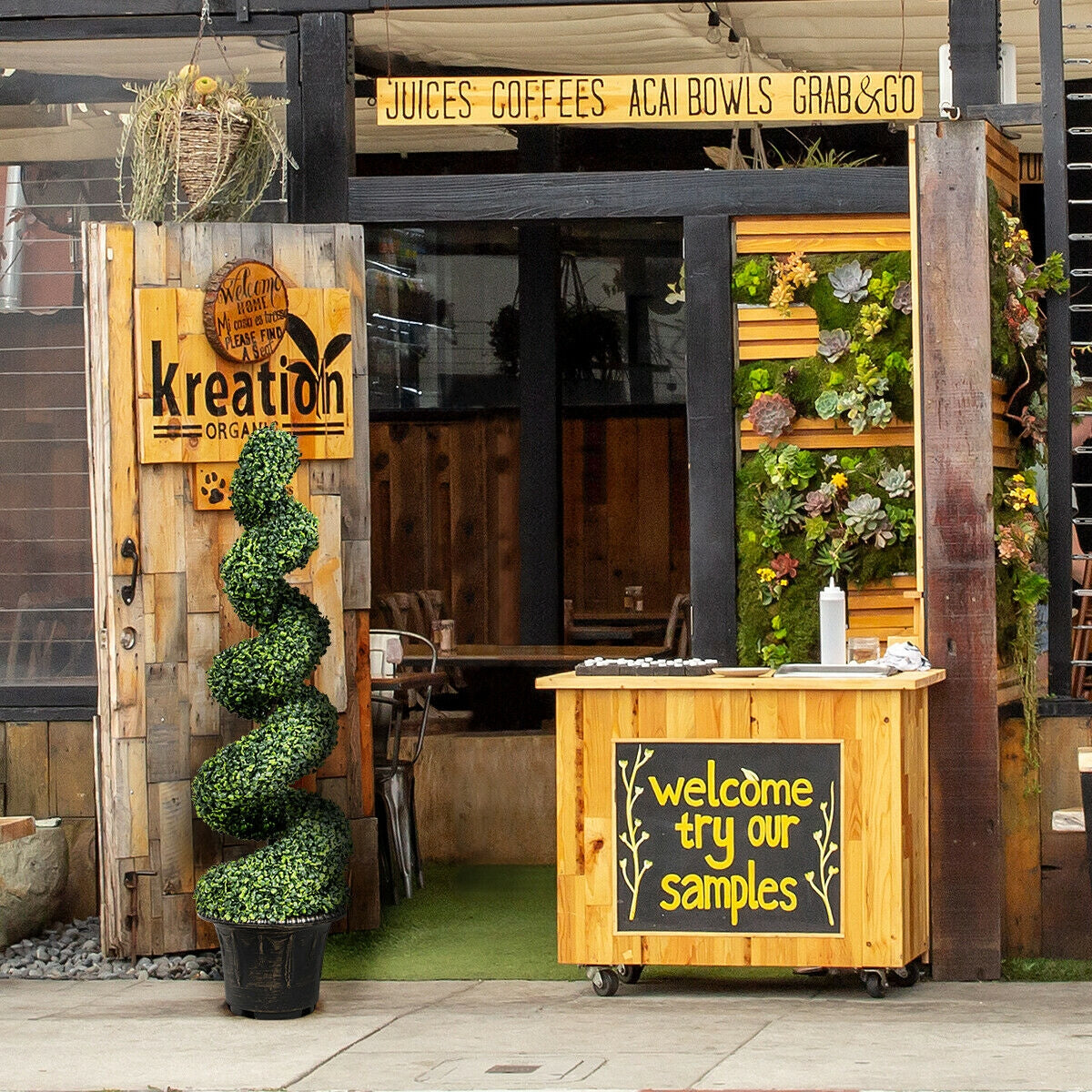 4 Feet Artificial Boxwood Spiral Green Leaves Tree Kids Crystal