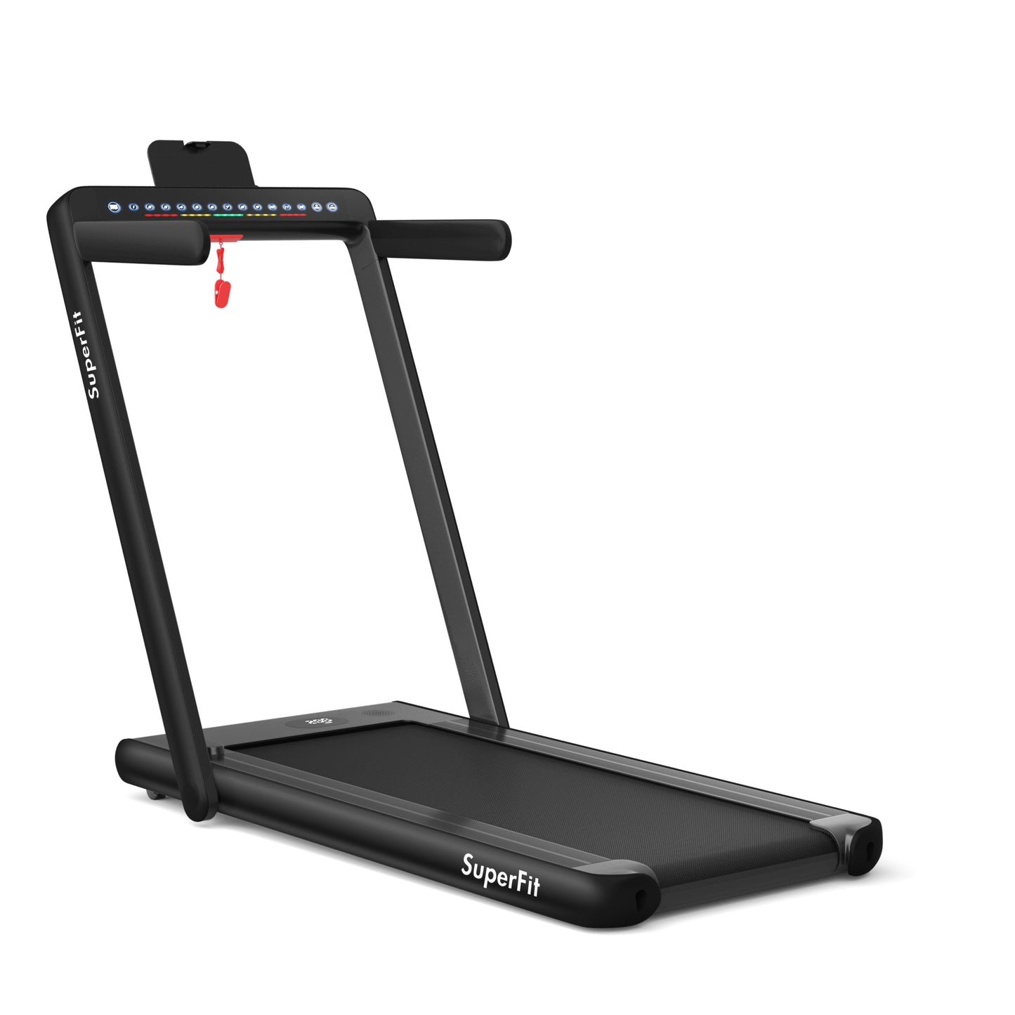 2-in-1 Electric Motorized Folding Treadmill with Dual Display-Black Kids Crystal