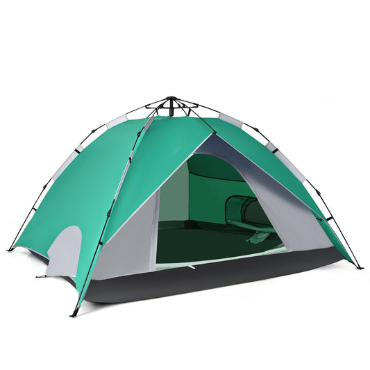 2-in-1 4 Person Instant Pop-up Waterproof Camping Tent-Green Kids Crystal