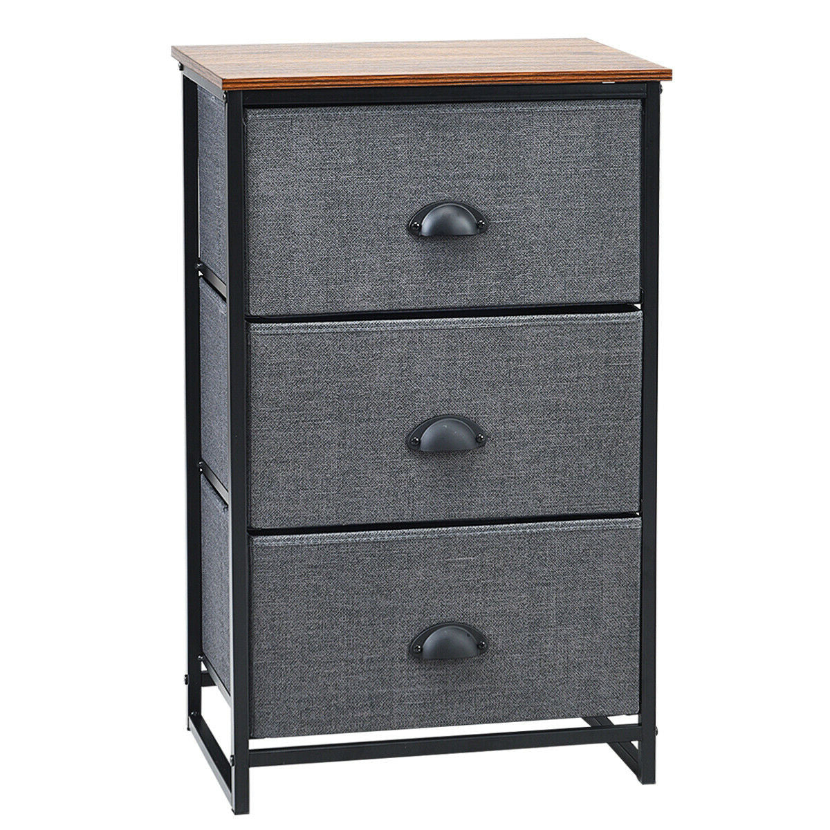Nightstand Side Table Storage Tower Dresser Chest with 3 Drawers-Black Kids Crystal