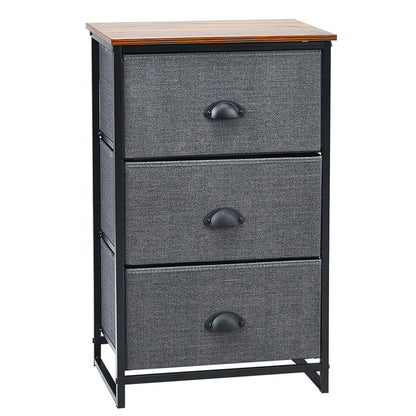 Nightstand Side Table Storage Tower Dresser Chest with 3 Drawers-Black