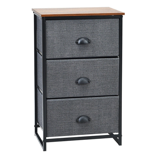 Nightstand Side Table Storage Tower Dresser Chest with 3 Drawers-Black Kids Crystal