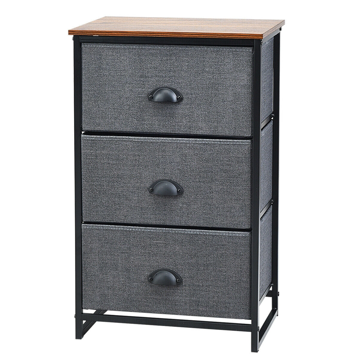 Nightstand Side Table Storage Tower Dresser Chest with 3 Drawers-Black Kids Crystal