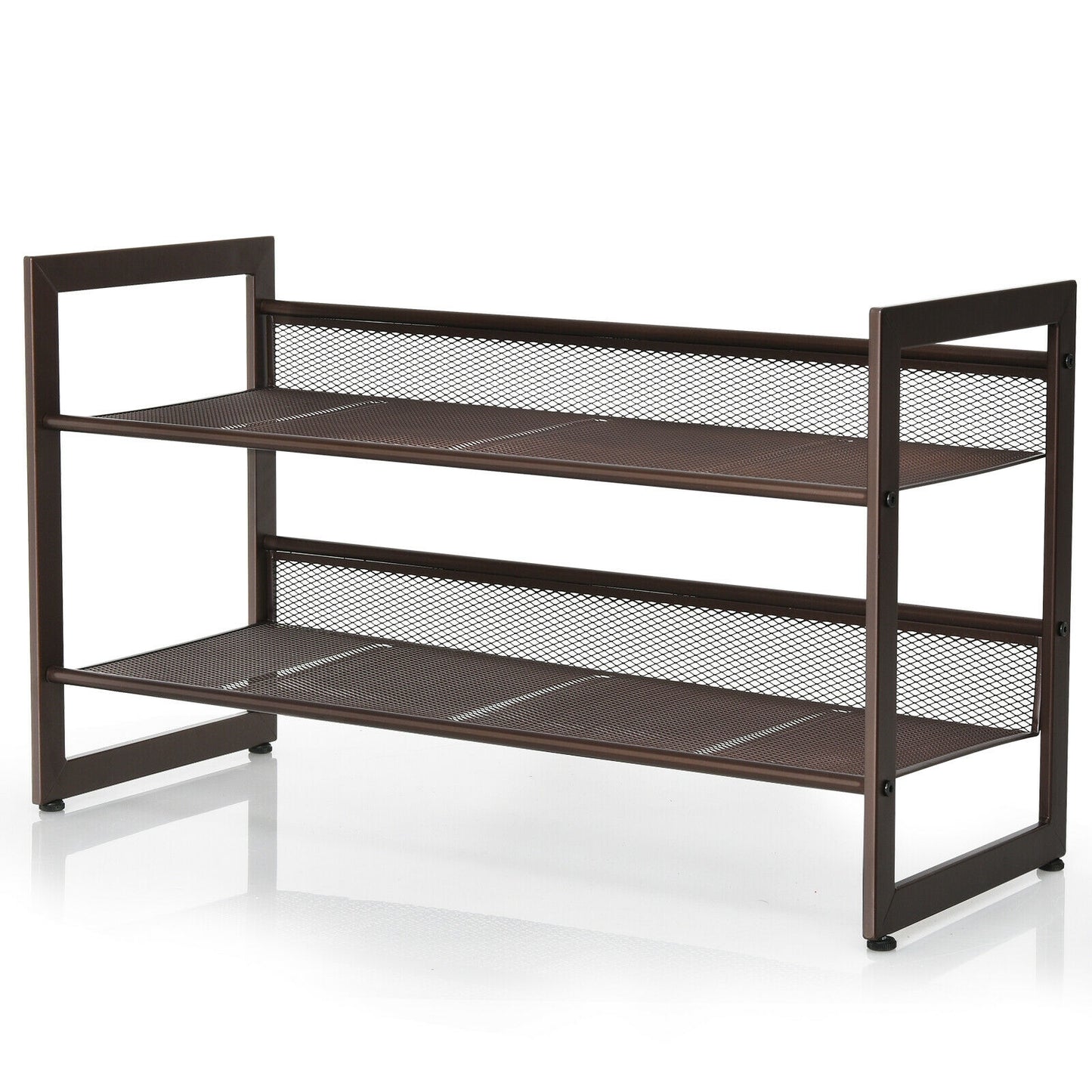 2/3/4 Tiers Flat and Slant Metal Shoe Rack for Entryway Hallway-2-Tier Kids Crystal