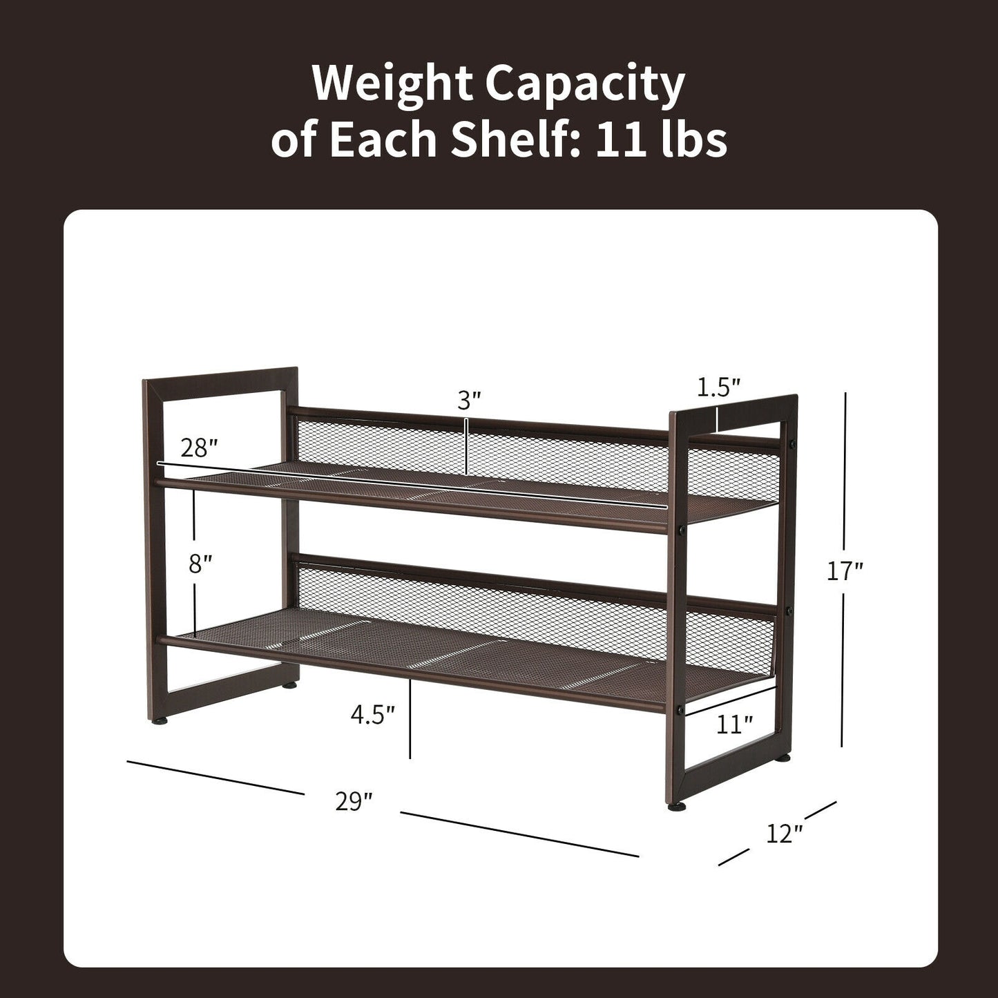 2/3/4 Tiers Flat and Slant Metal Shoe Rack for Entryway Hallway-2-Tier Kids Crystal