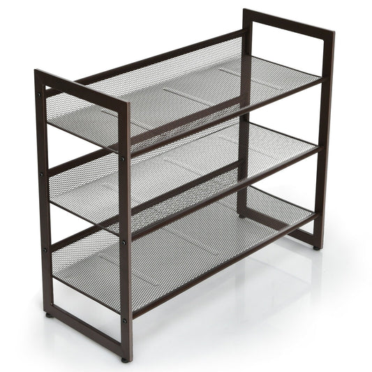2/3/4 Tiers Flat and Slant Metal Shoe Rack for Entryway Hallway-3-Tier Kids Crystal