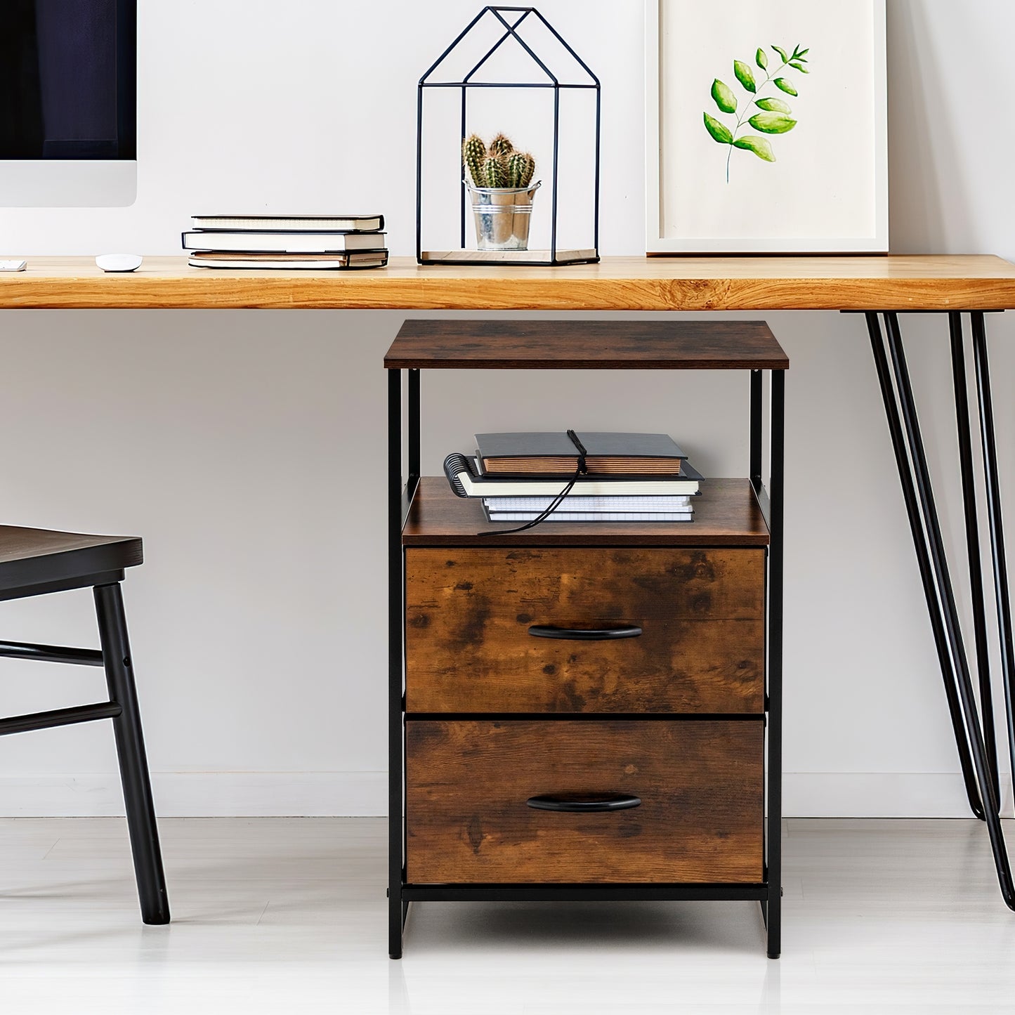 Freestanding Cabinet Dresser with Wooden Top Shelves-S Kids Crystal