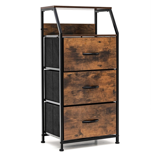 Freestanding Cabinet Dresser with Wooden Top Shelves-M Kids Crystal