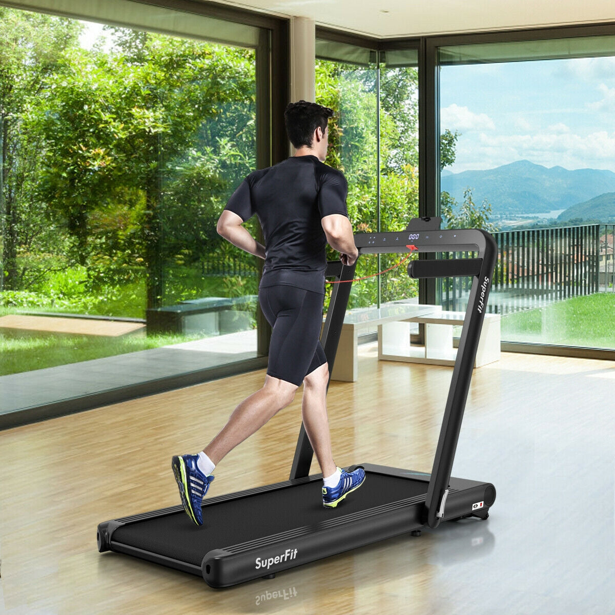 4.75HP 2 In 1 Folding Treadmill with Remote APP Control-Black Kids Crystal