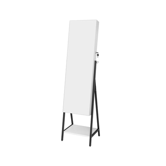Freestanding Jewelry Cabinet with Full-Length Mirror-White Kids Crystal