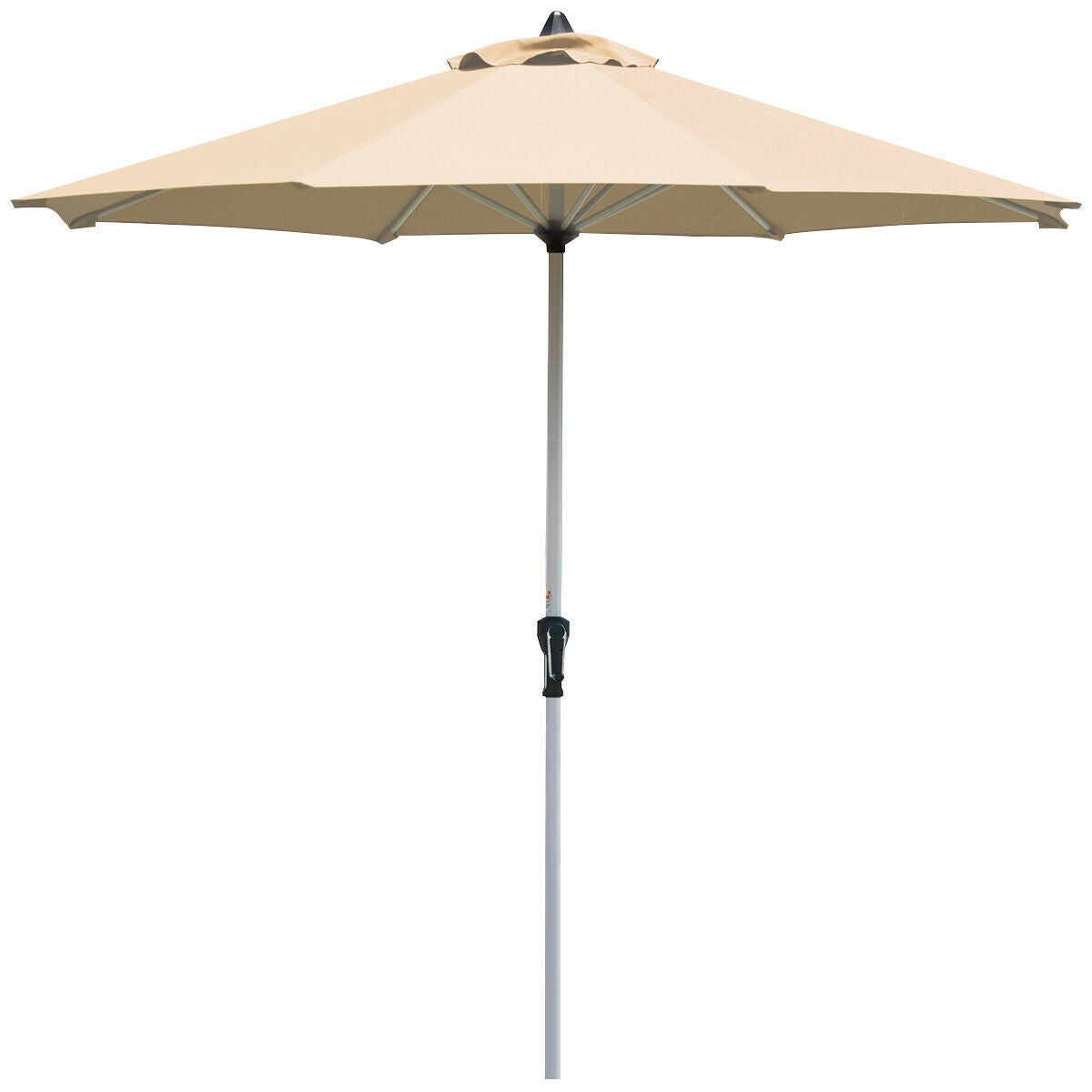 9 Feet Patio Outdoor Market Umbrella with Aluminum Pole without Weight Base-Beige Kids Crystal