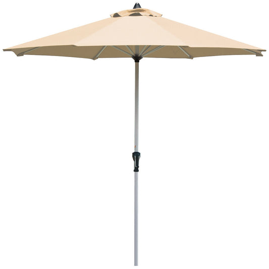 9 Feet Patio Outdoor Market Umbrella with Aluminum Pole without Weight Base-Beige Kids Crystal