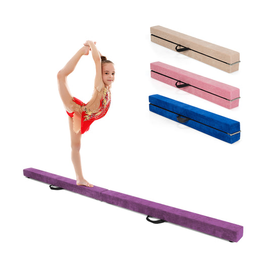 7 Feet Folding Portable Floor Balance Beam with Handles for Gymnasts-Purple Kids Crystal