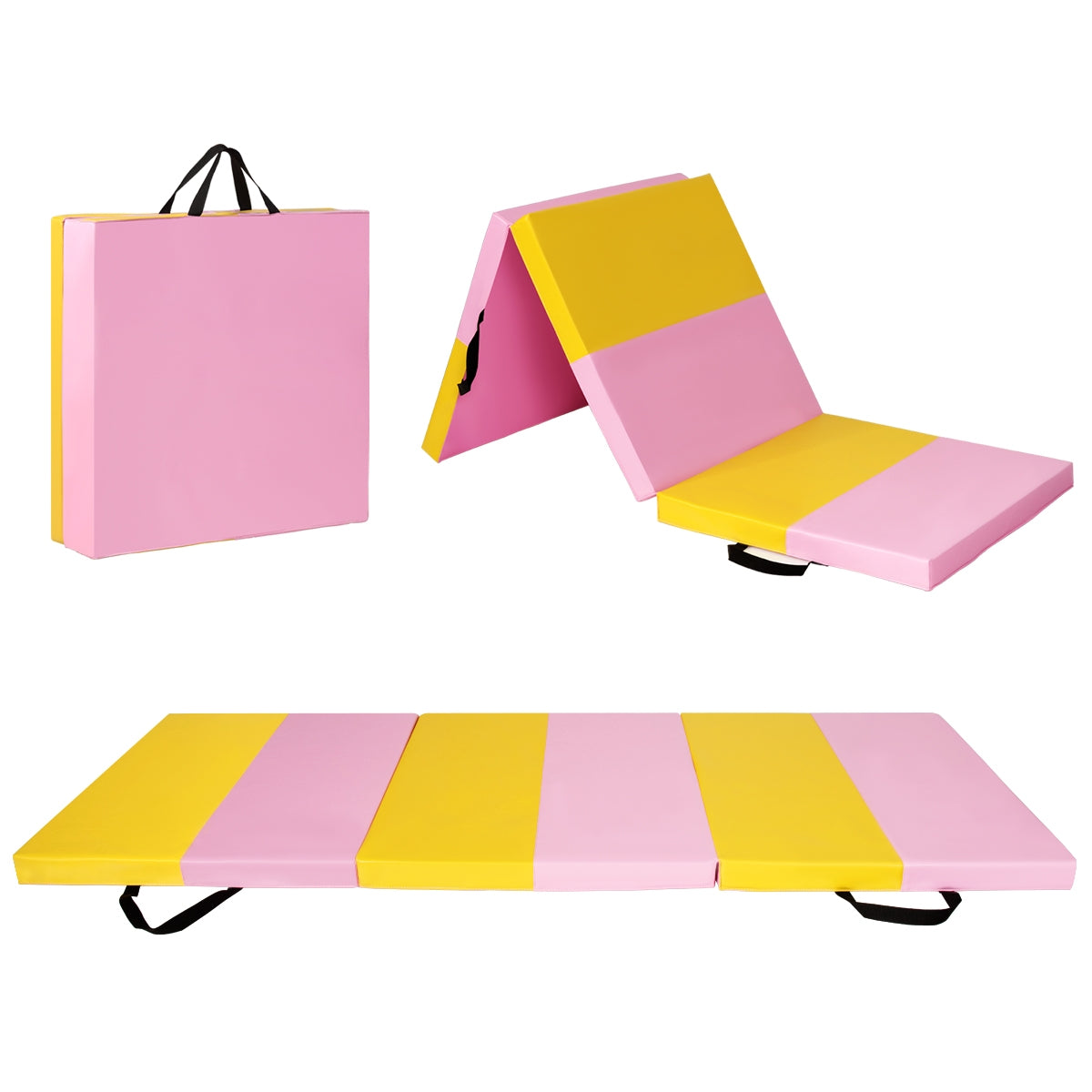 6 Feet x 2 Feet  x 2.5 Inch 3-Fold Gymnastics Tumbling Fitness Mat Kids Crystal