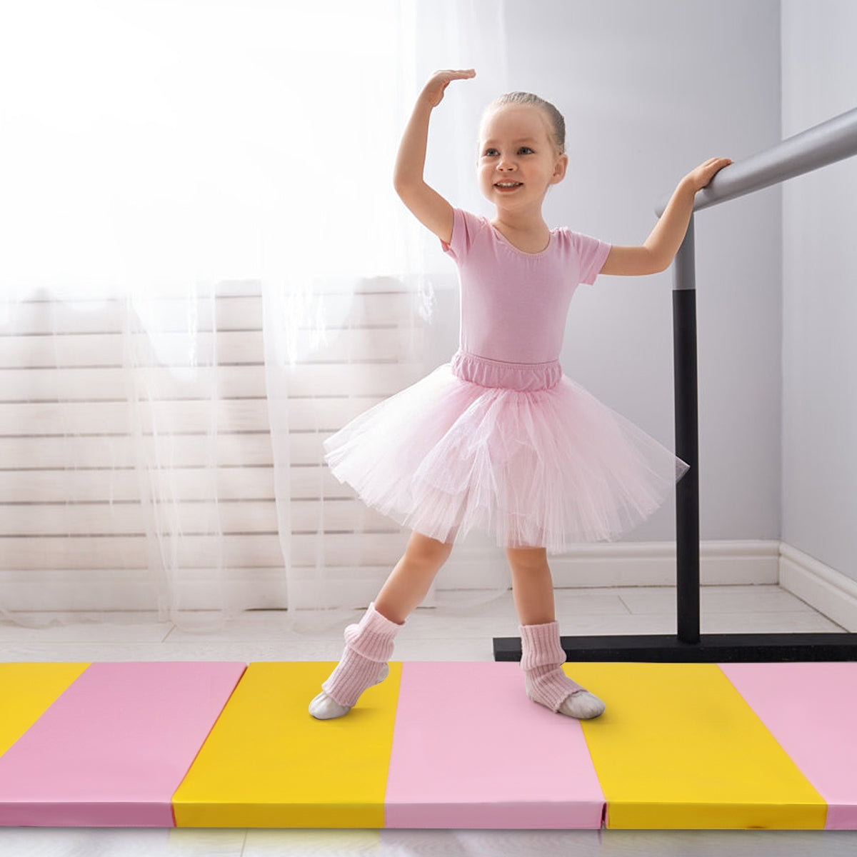 6 Feet x 2 Feet  x 2.5 Inch 3-Fold Gymnastics Tumbling Fitness Mat Kids Crystal