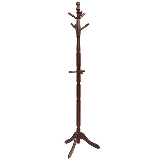 Adjustable Free Standing Wooden Coat Rack-Brown Kids Crystal