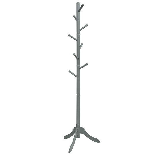 Adjustable Wooden Tree Coat Rack with 8 Hooks-Gray Kids Crystal