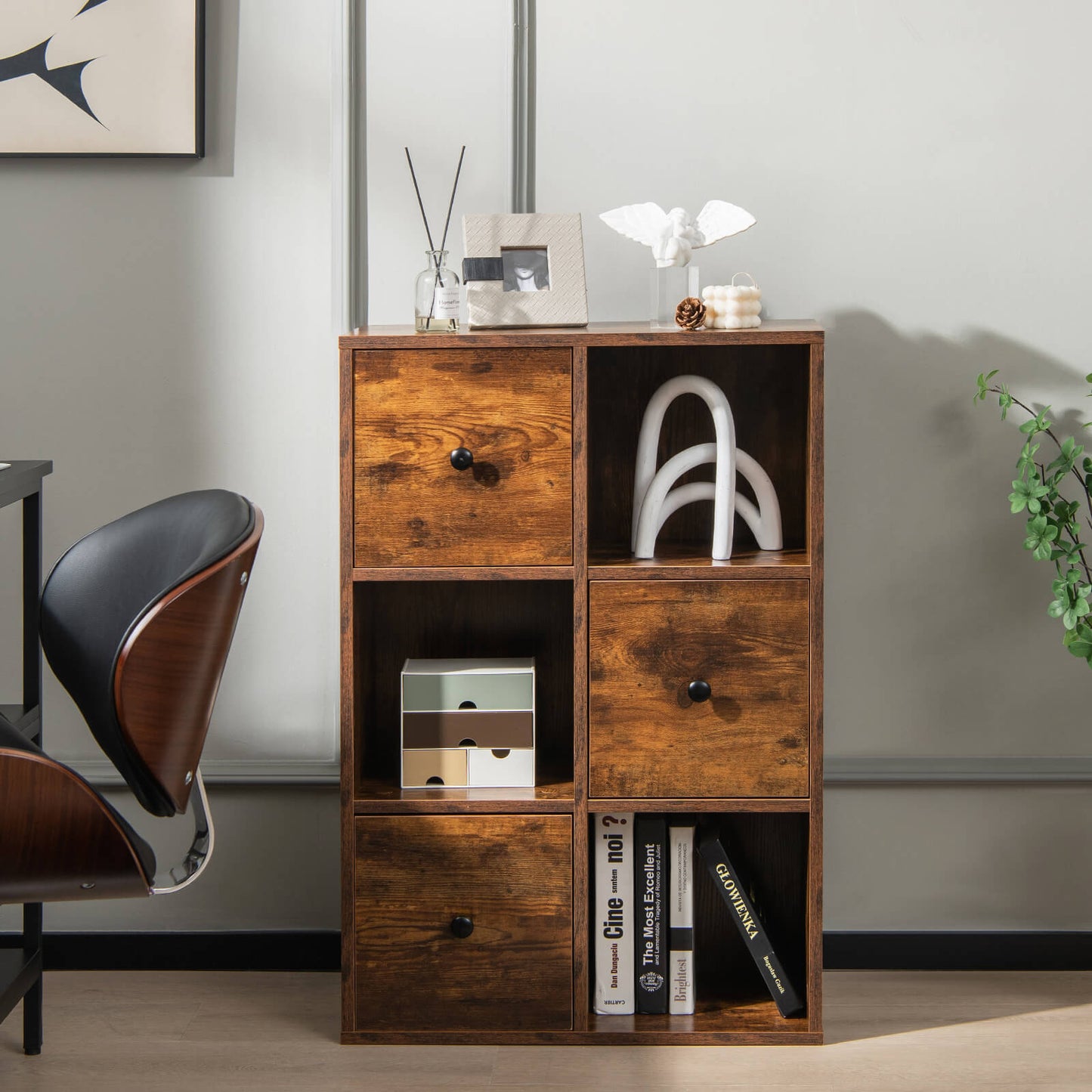 3-Tier Bookshelf with Anti-toppling Device for Living Room-Brown Kids Crystal