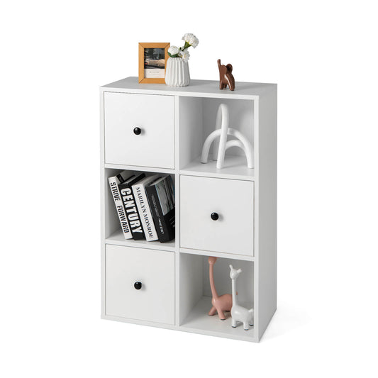 3-Tier Bookshelf with Anti-toppling Device for Living Room-White Kids Crystal