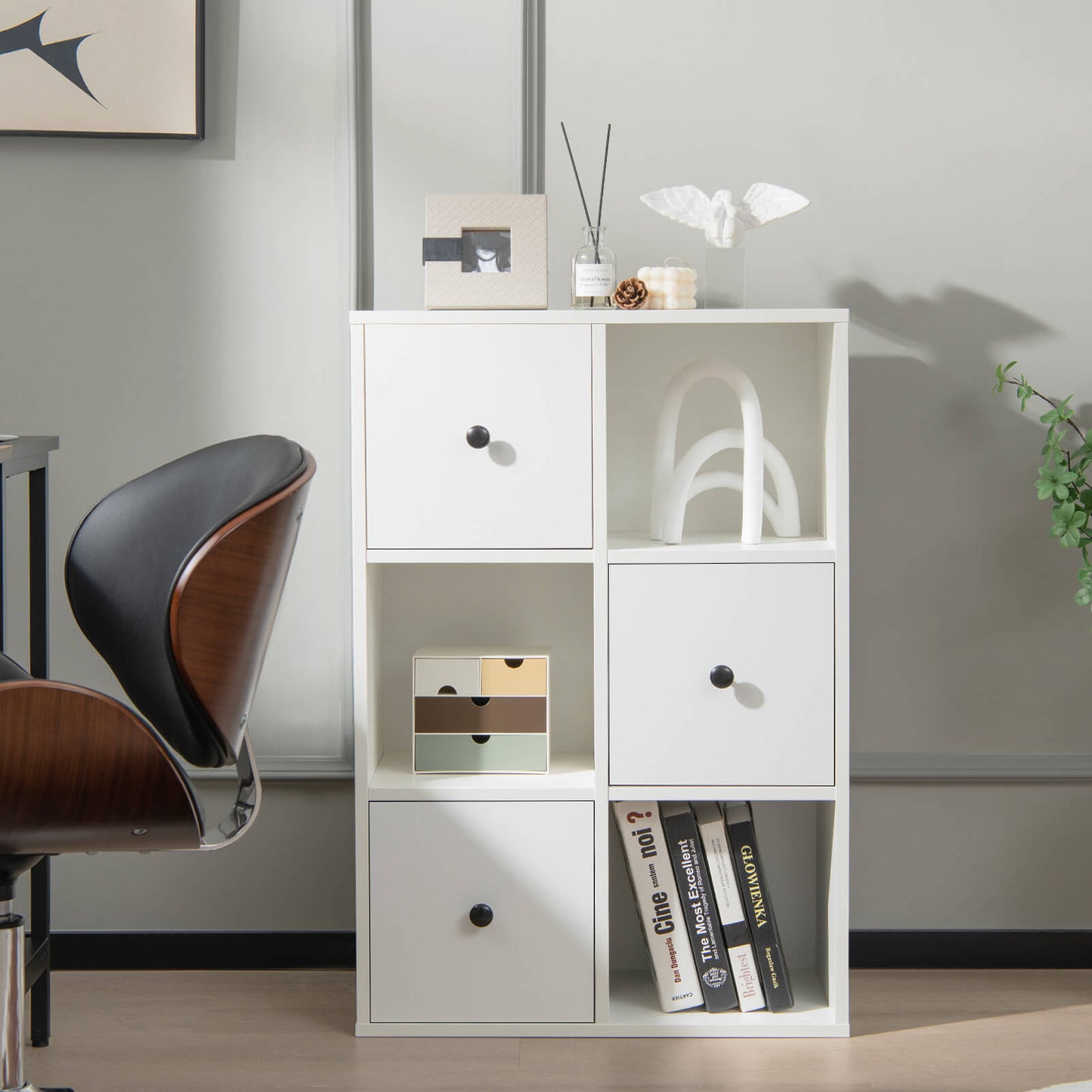 3-Tier Bookshelf with Anti-toppling Device for Living Room-White Kids Crystal