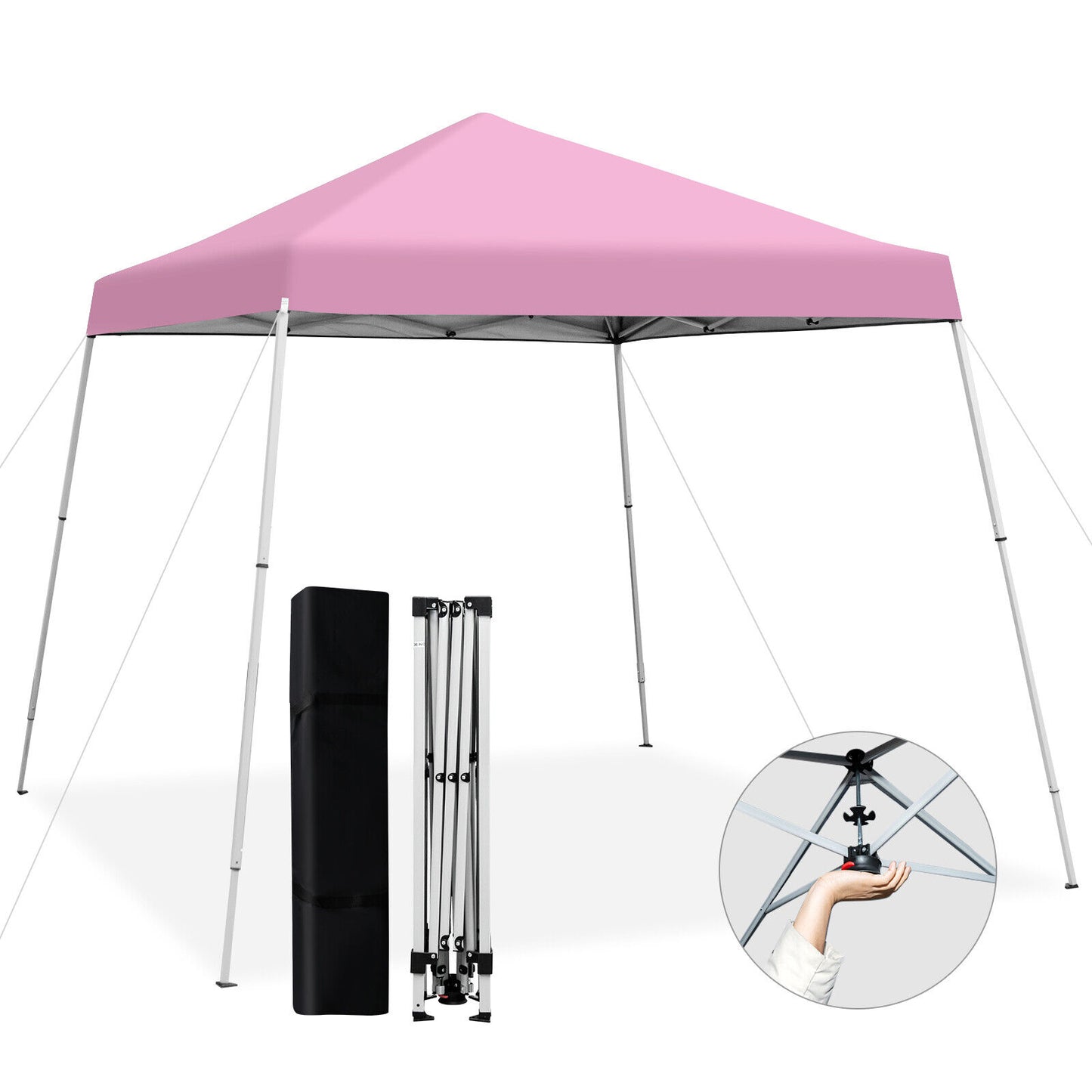 10 x 10 Feet Outdoor Instant Pop-up Canopy with Carrying Bag-Pink Kids Crystal