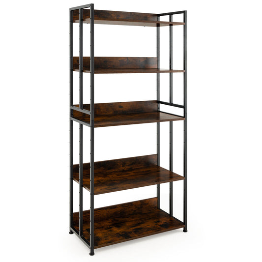 3/5-Tier Industrial Bookshelf Storage Shelf Display Rack with Adjustable Shelves-5Tier Kids Crystal