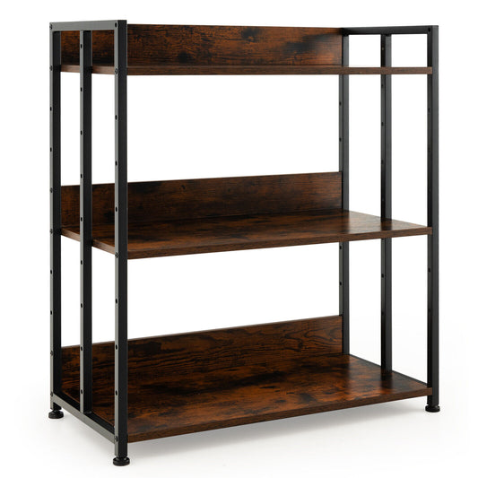 3/5-Tier Industrial Bookshelf Storage Shelf Display Rack with Adjustable Shelves-3-Tier Kids Crystal