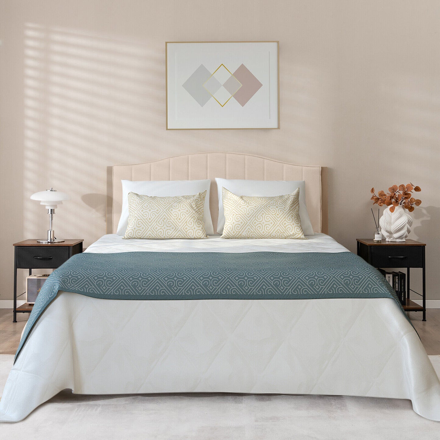 2 Tiers Wood Nightstand with Drawer for Bedroom and Living Room-Rustic Brown Kids Crystal