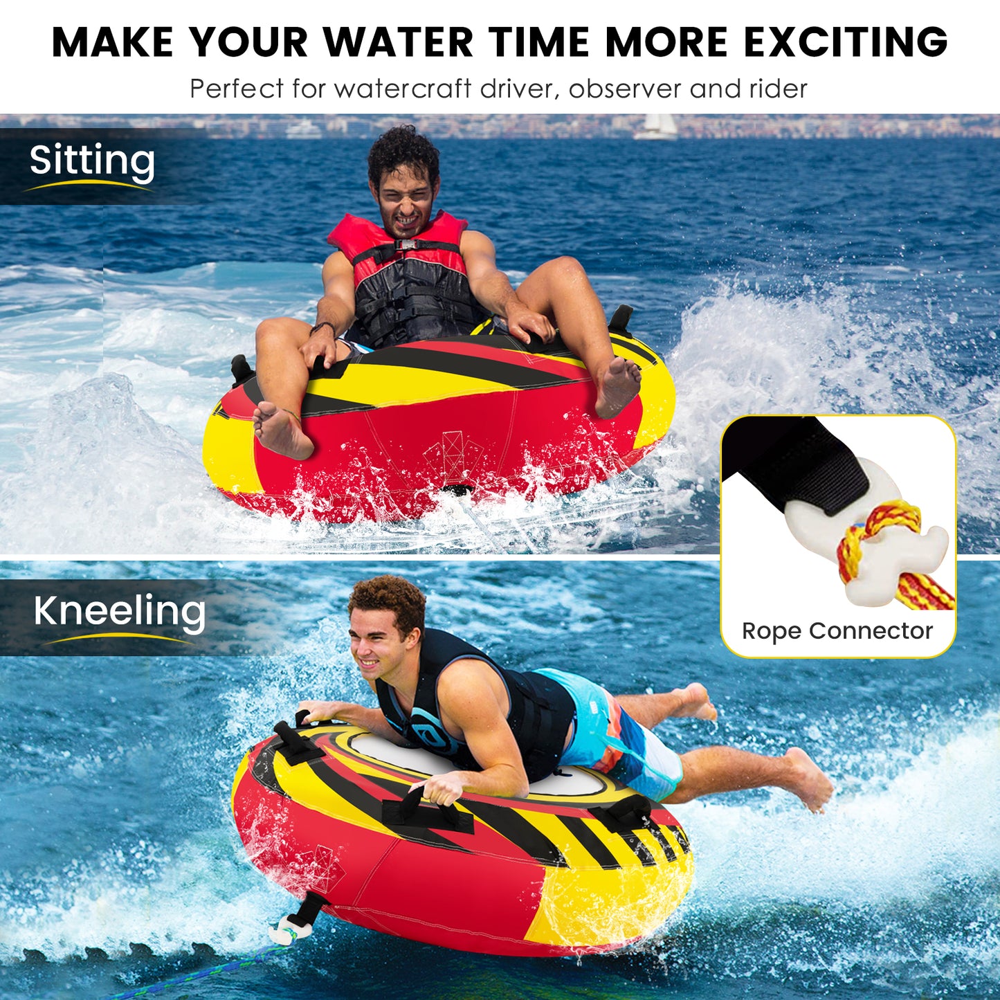 Inflatable Towable Tubes for Boating Water Sport Kids Crystal