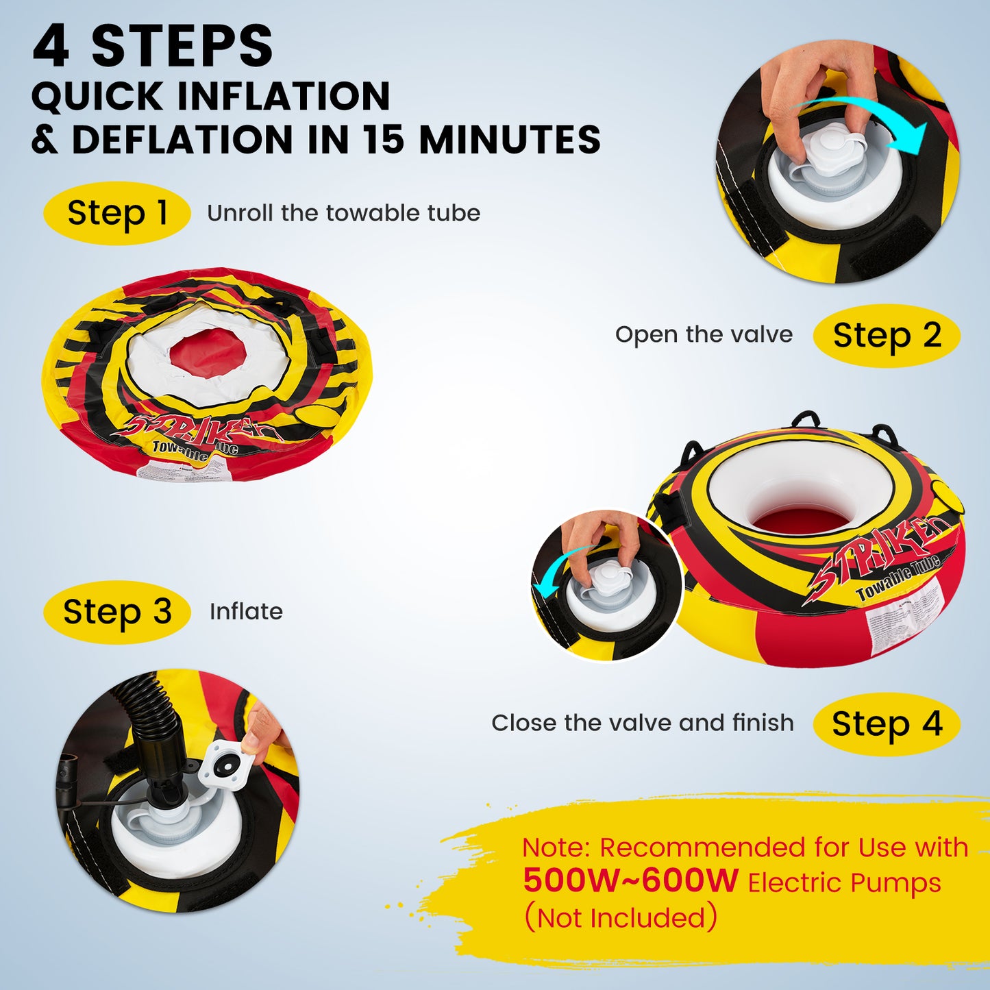 Inflatable Towable Tubes for Boating Water Sport Kids Crystal