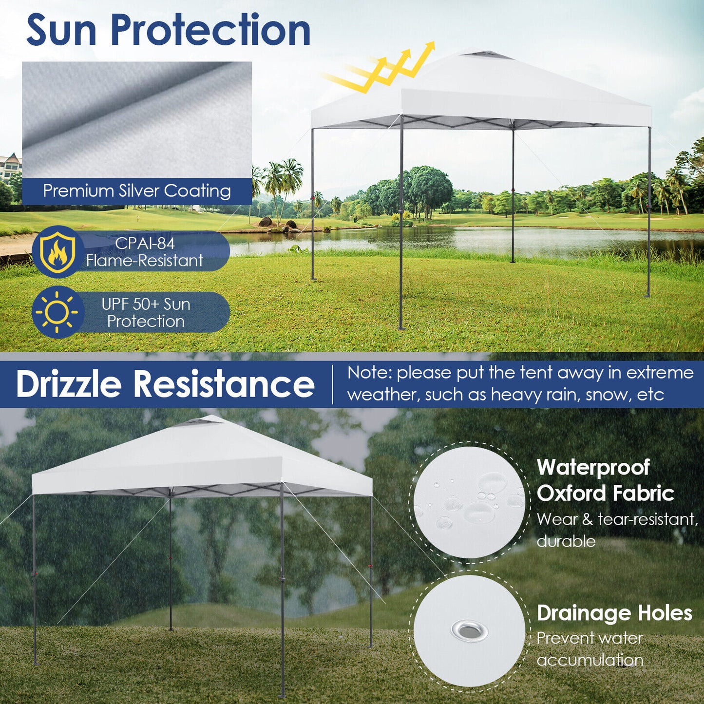 10 x 10 Feet Foldable Outdoor Instant Pop-up Canopy with Carry Bag-White Kids Crystal
