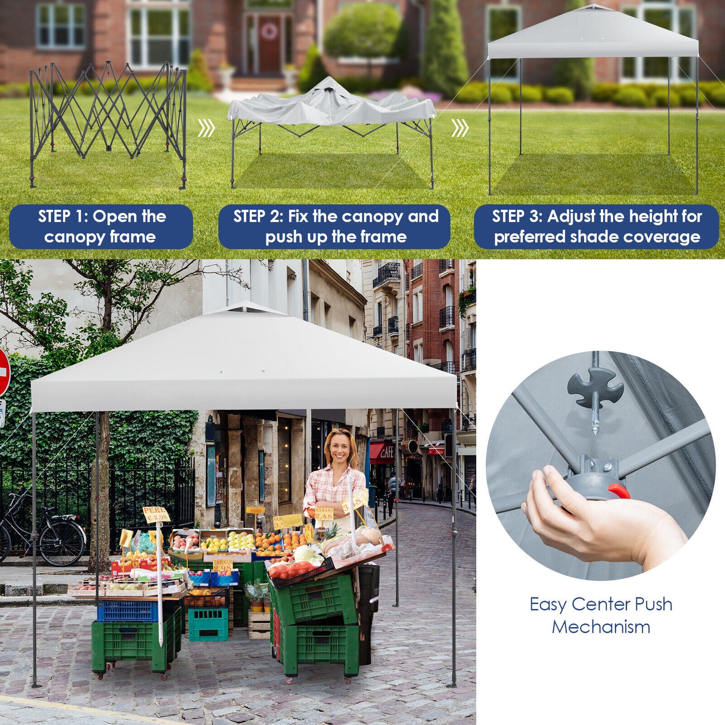 10 x 10 Feet Foldable Outdoor Instant Pop-up Canopy with Carry Bag-White Kids Crystal