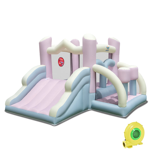Kids Bounce House with Slide and 2 Boxing Columns for Party with 480W Blower Kids Crystal