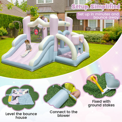 Kids Bounce House with Slide and 2 Boxing Columns for Party with 480W Blower