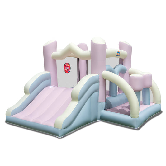 Kids Bounce House with Slide and 2 Boxing Columns for Party without Blower Kids Crystal