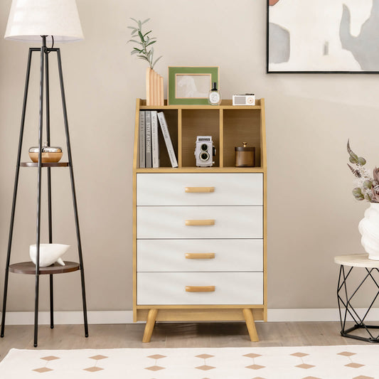 4-Drawer Dresser with 2 Anti-Tipping Kits for Bedroom-Natural Kids Crystal