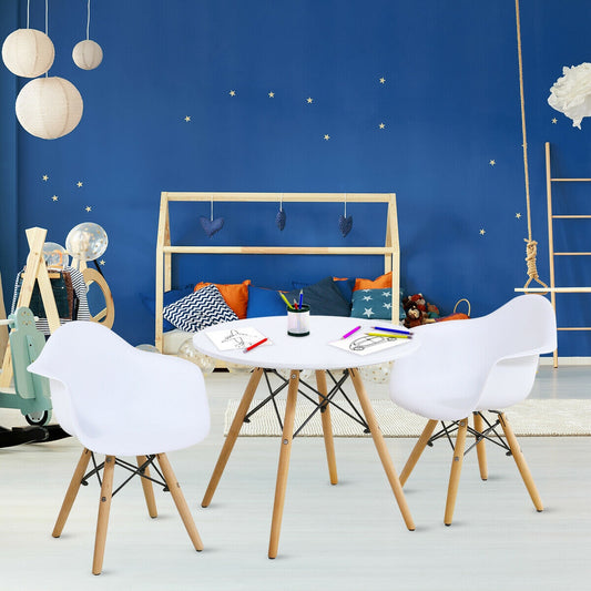 3 Pieces Kid's Modern Round Table Chair Set Kids Crystal