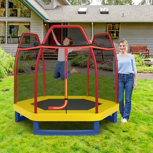7 Feet Kids Recreational Bounce Jumper Trampoline-Red Kids Crystal