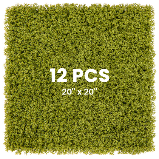 12 Pieces 20 x 20 inches Artificial Grass Wall Panels for Garden Yard Balcony-Light Green Kids Crystal