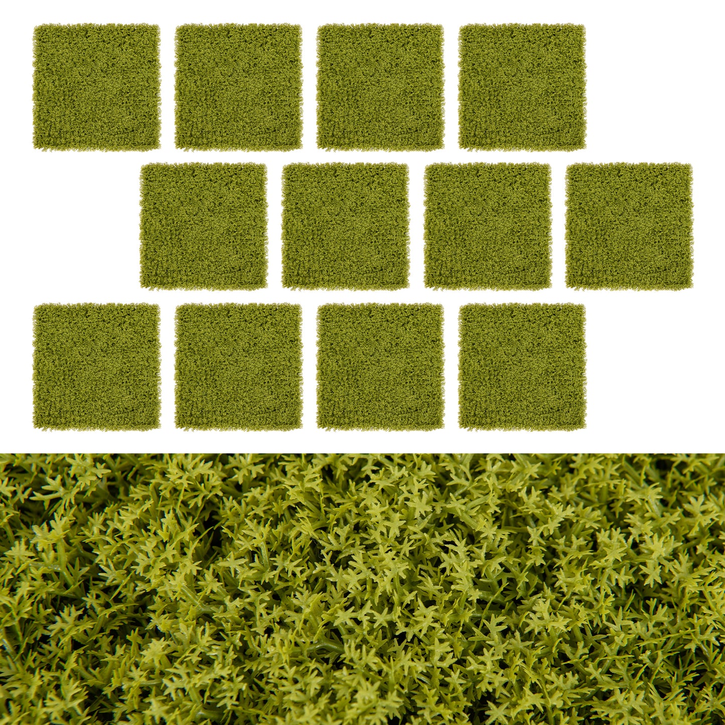 12 Pieces 20 x 20 inches Artificial Grass Wall Panels for Garden Yard Balcony-Light Green Kids Crystal