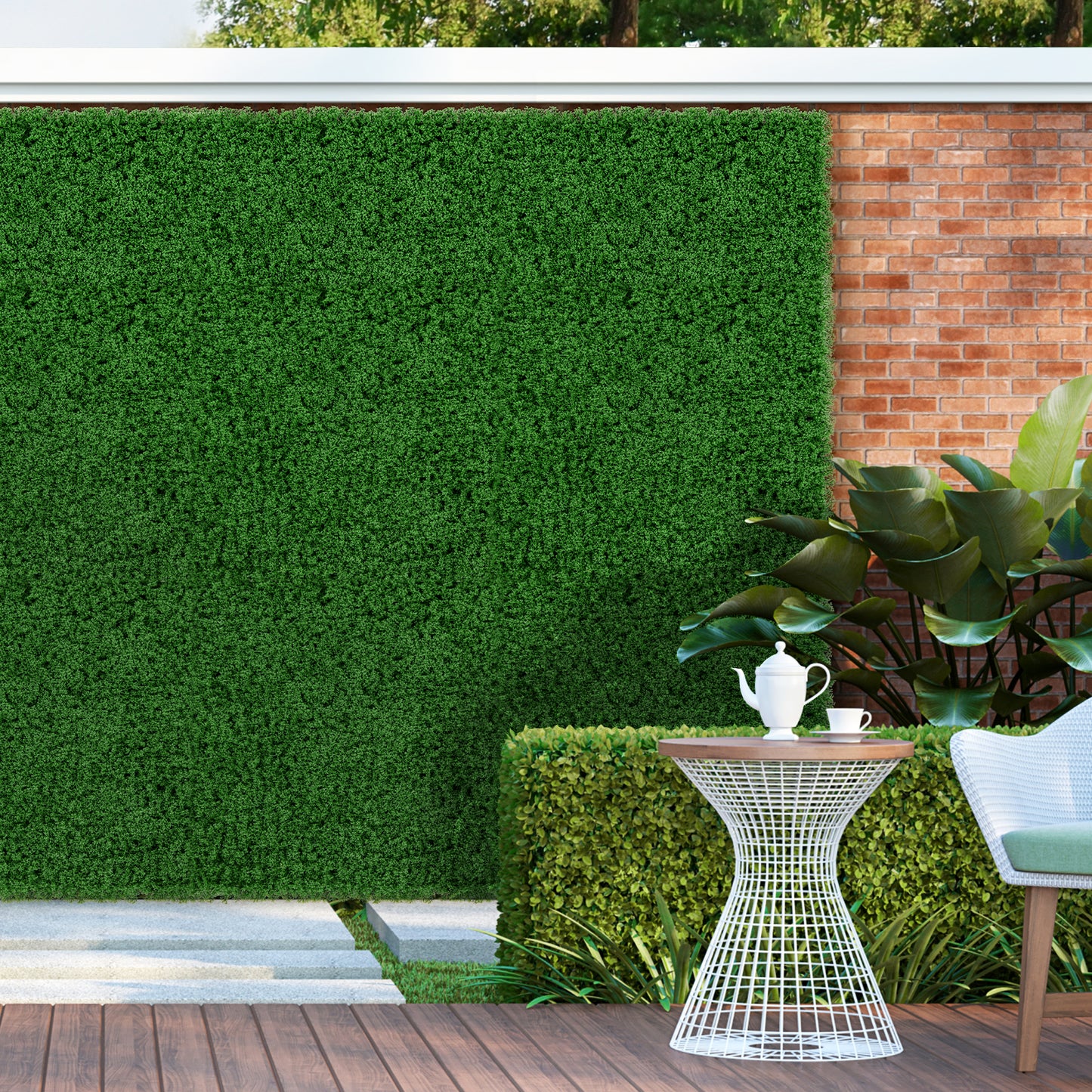 12 Pieces 20 x 20 inches Artificial Grass Wall Panels for Garden Yard Balcony-Green Kids Crystal