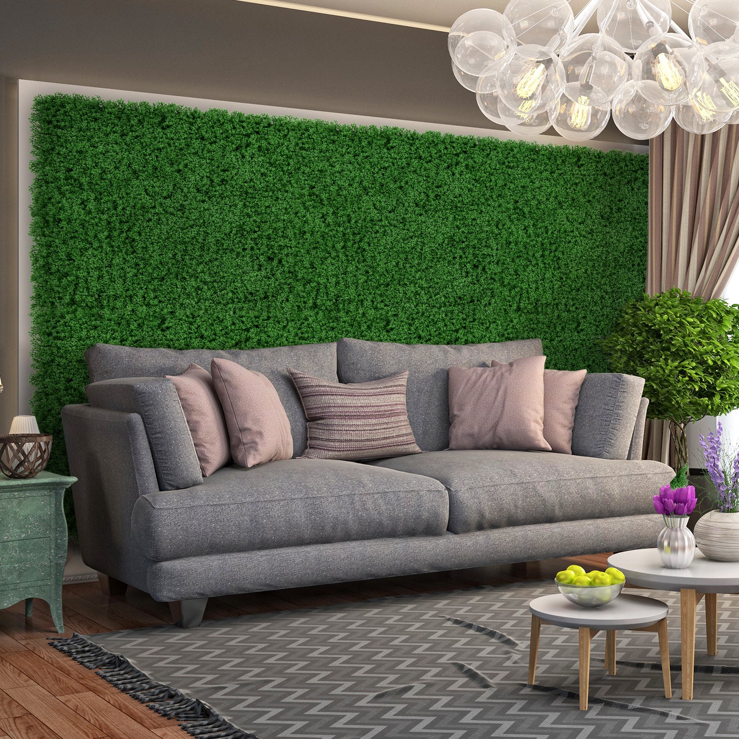 12 Pieces 20 x 20 inches Artificial Grass Wall Panels for Garden Yard Balcony-Green Kids Crystal