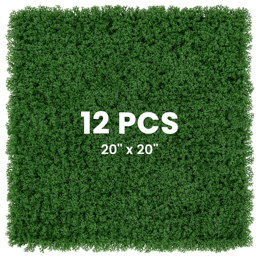 12 Pieces 20 x 20 inches Artificial Grass Wall Panels for Garden Yard Balcony-Green Kids Crystal