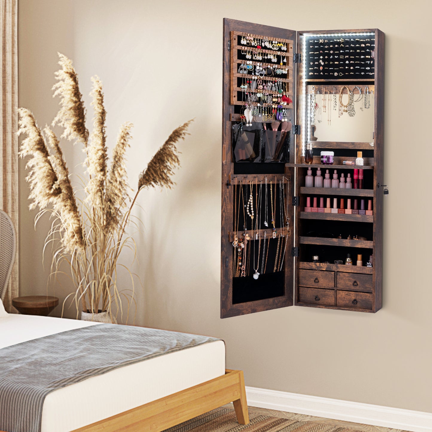 Multipurpose Storage Cabinet with 4 Drawers-Rustic Brown Kids Crystal