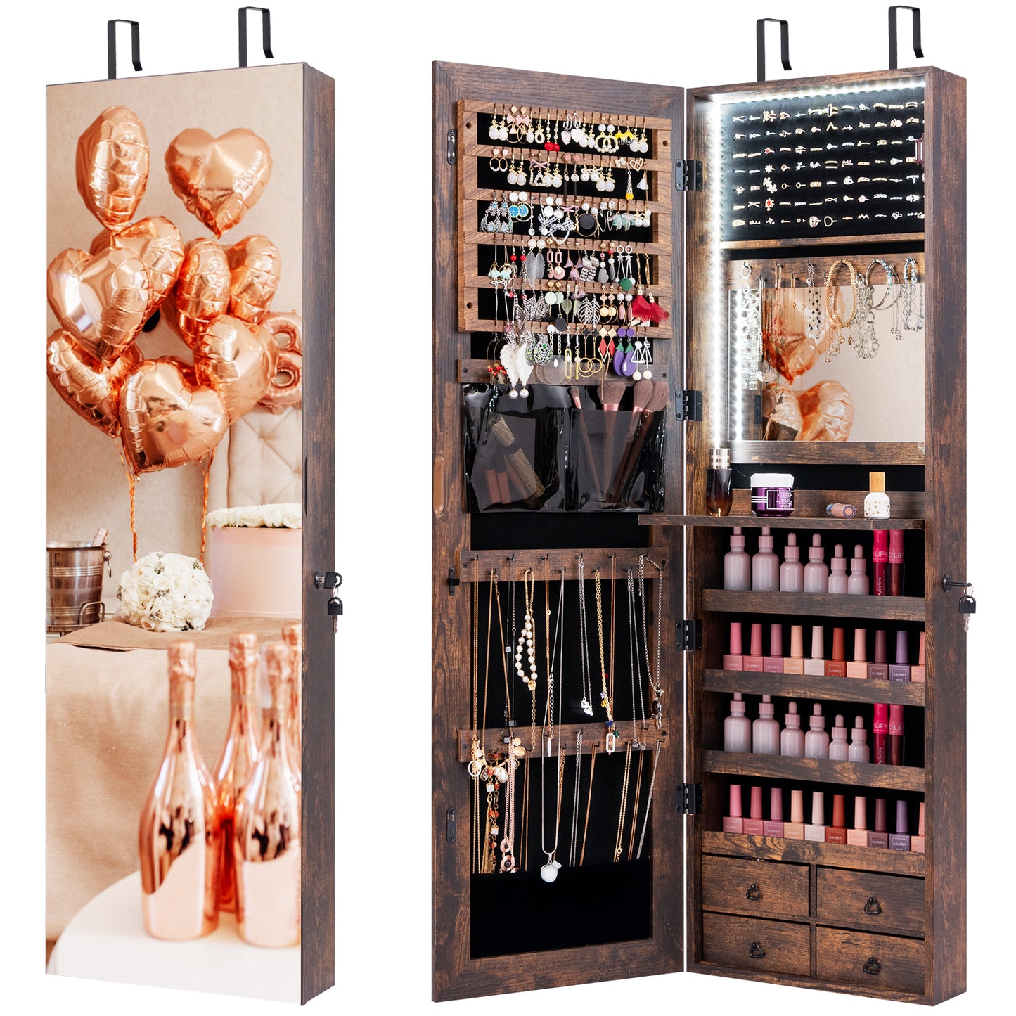 Multipurpose Storage Cabinet with 4 Drawers-Rustic Brown Kids Crystal