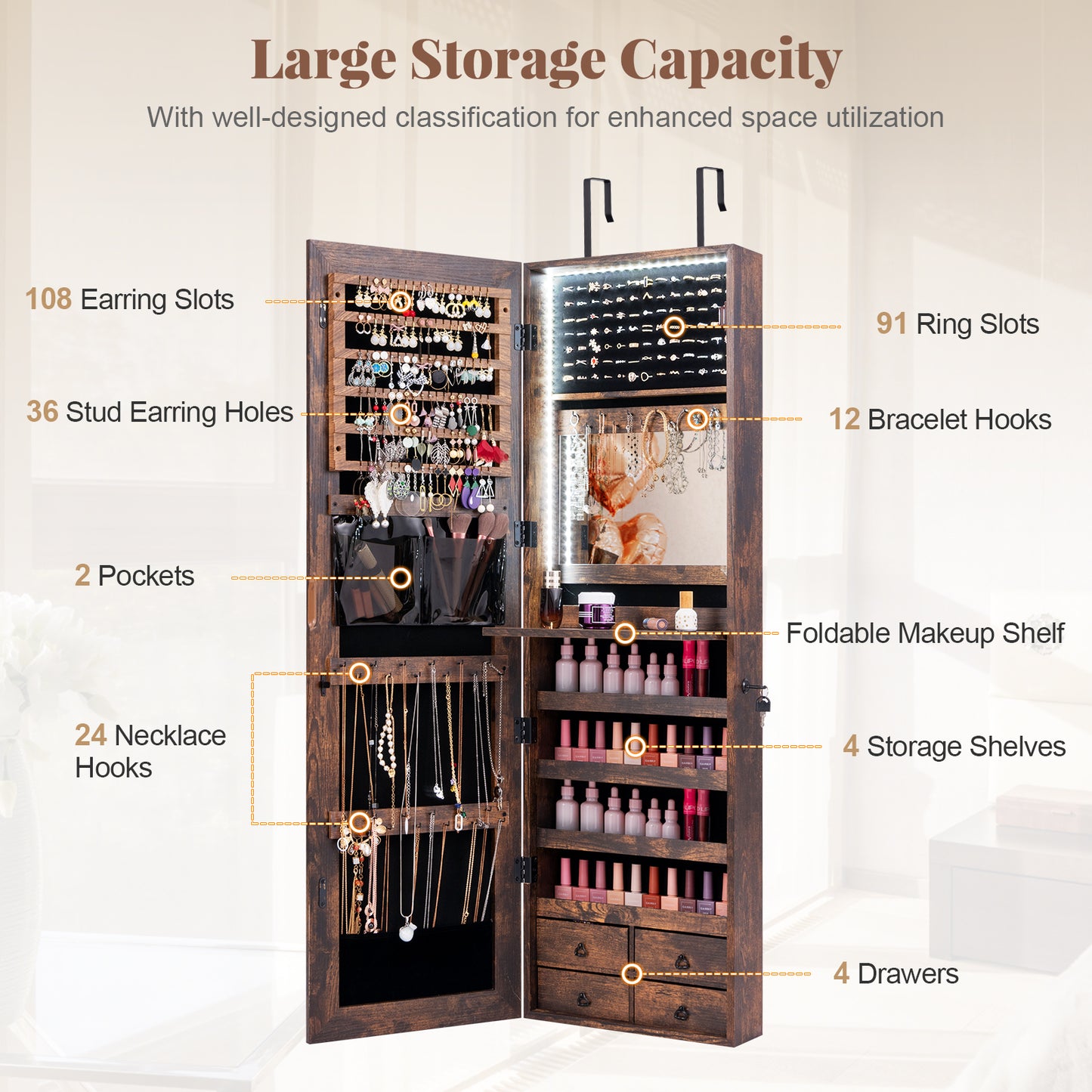 Multipurpose Storage Cabinet with 4 Drawers-Rustic Brown Kids Crystal