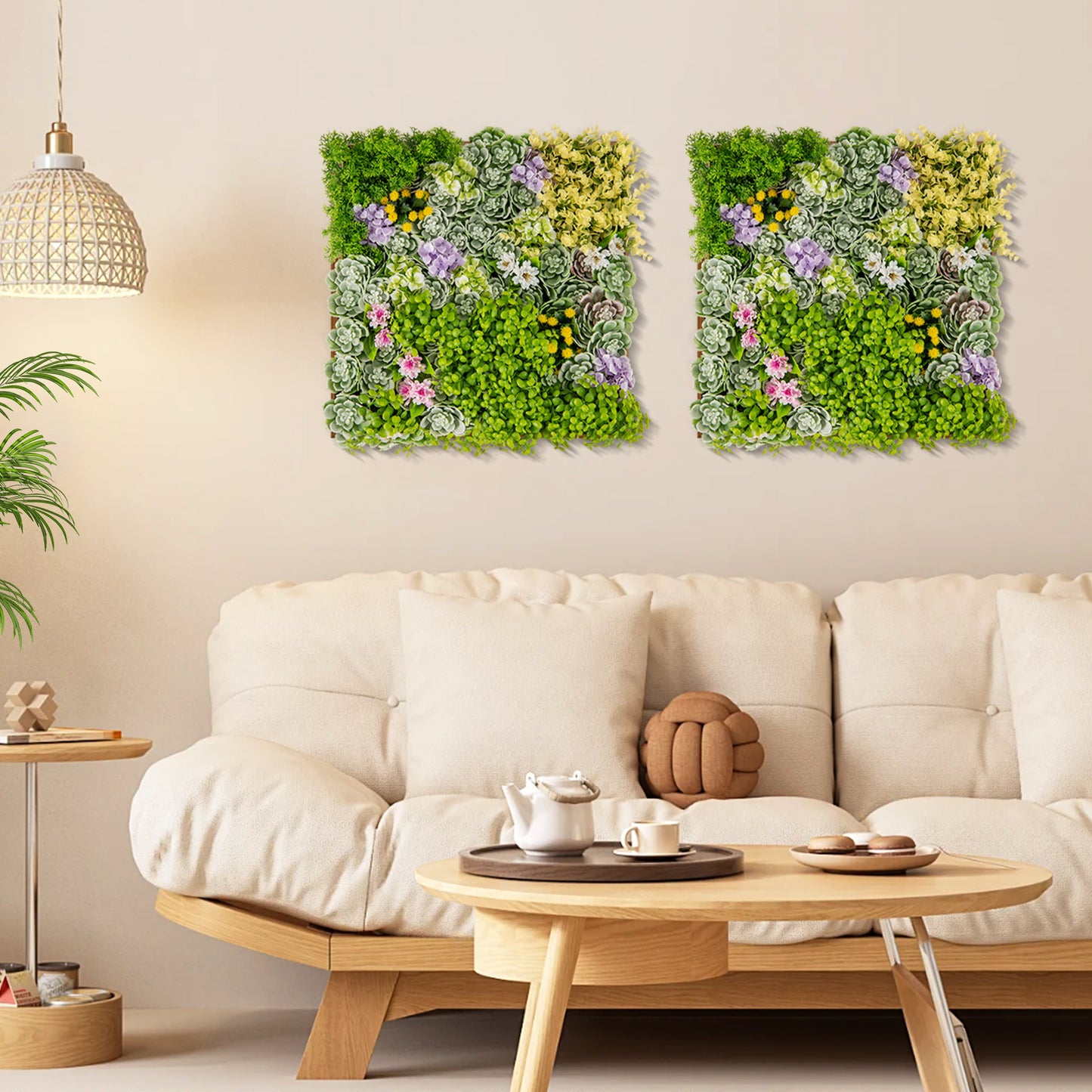 20&quot; x 20&quot; 3D Hanging Succulents with 10 Types of Mixed Faux Plants for Balcony Home Kids Crystal