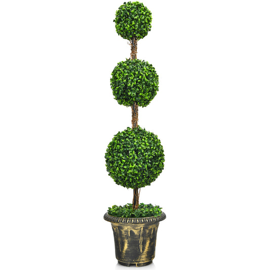 4 Feet Artificial Topiary Triple Ball Tree Plant Kids Crystal