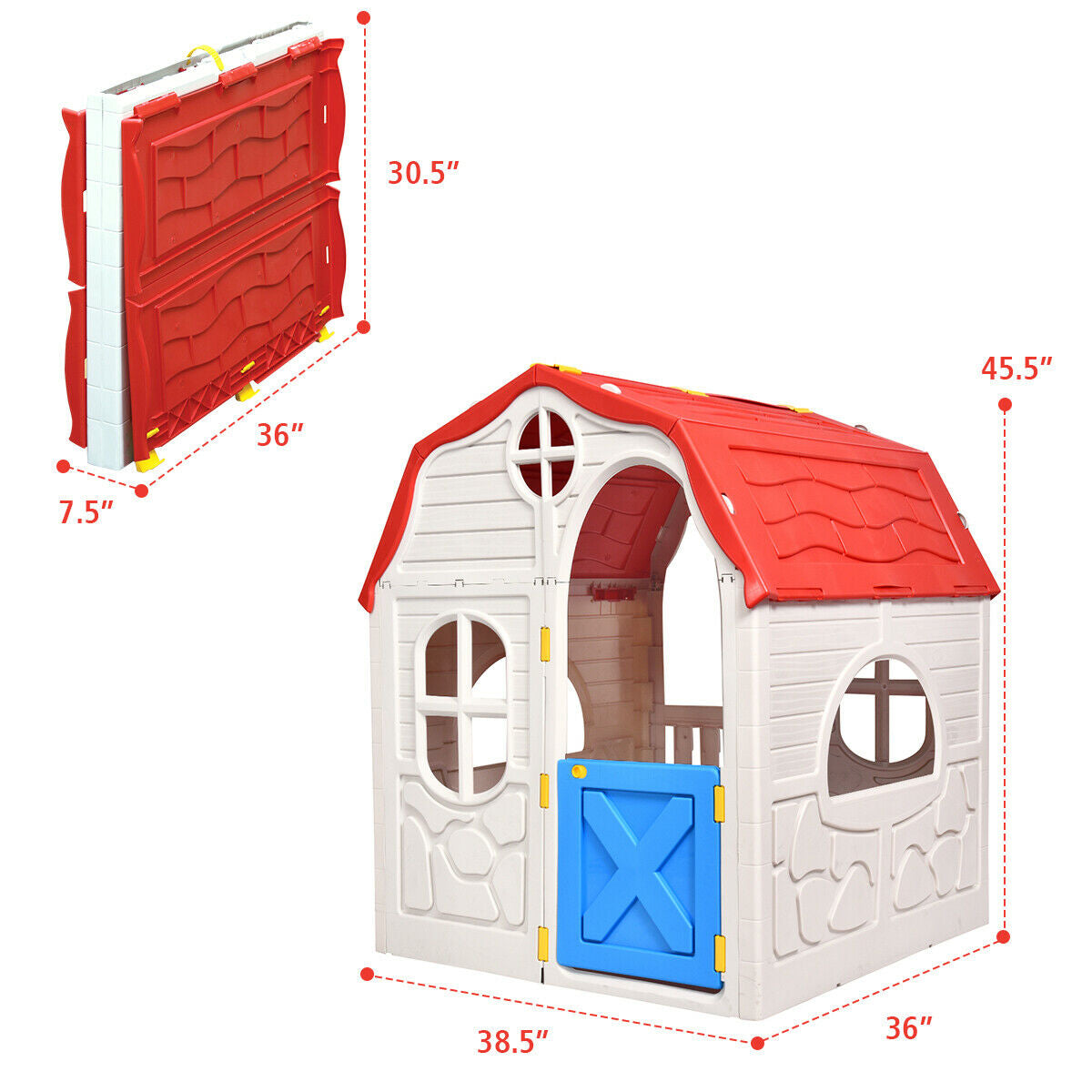 Kids Cottage Playhouse Foldable Plastic Indoor Outdoor Toy Kids Crystal