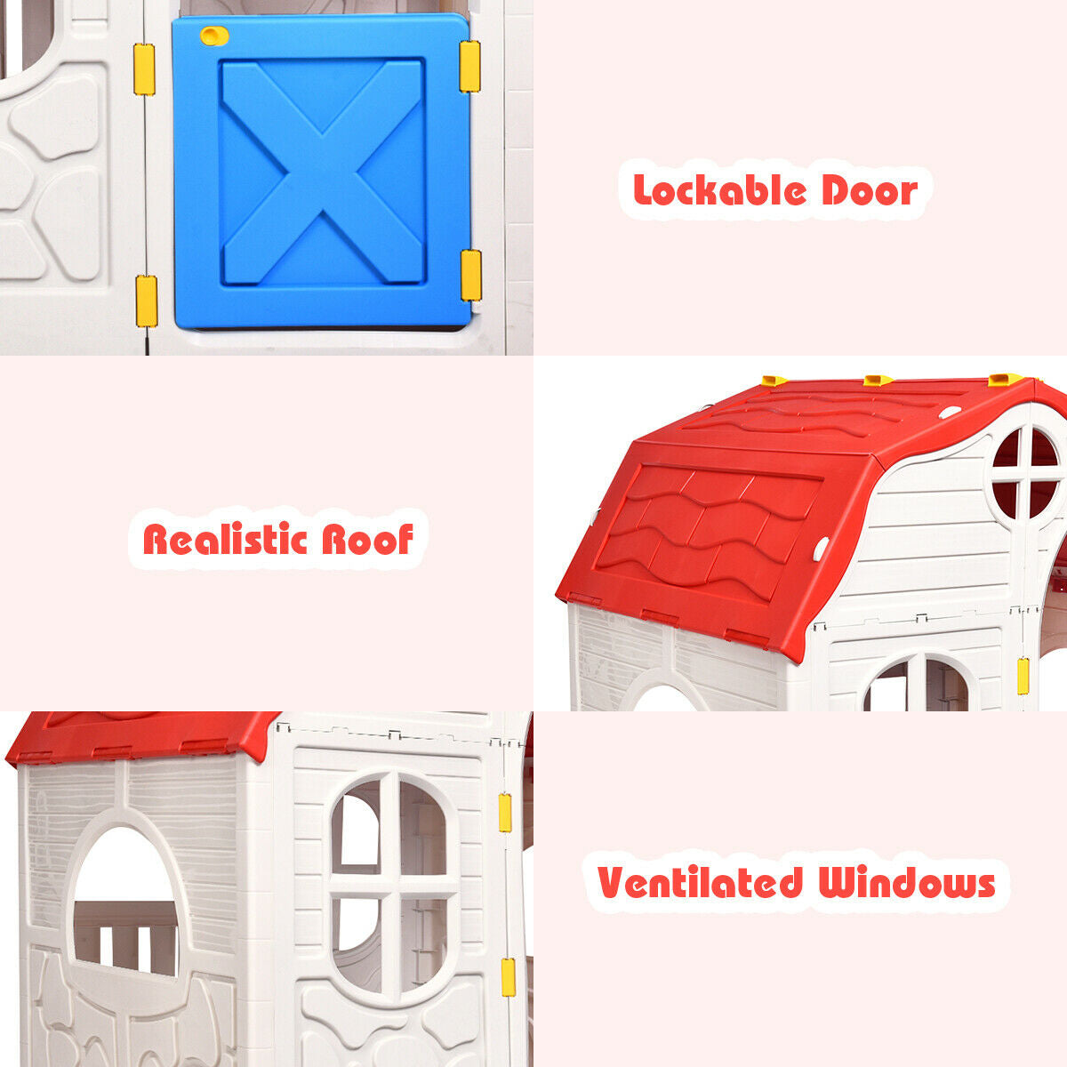 Kids Cottage Playhouse Foldable Plastic Indoor Outdoor Toy Kids Crystal